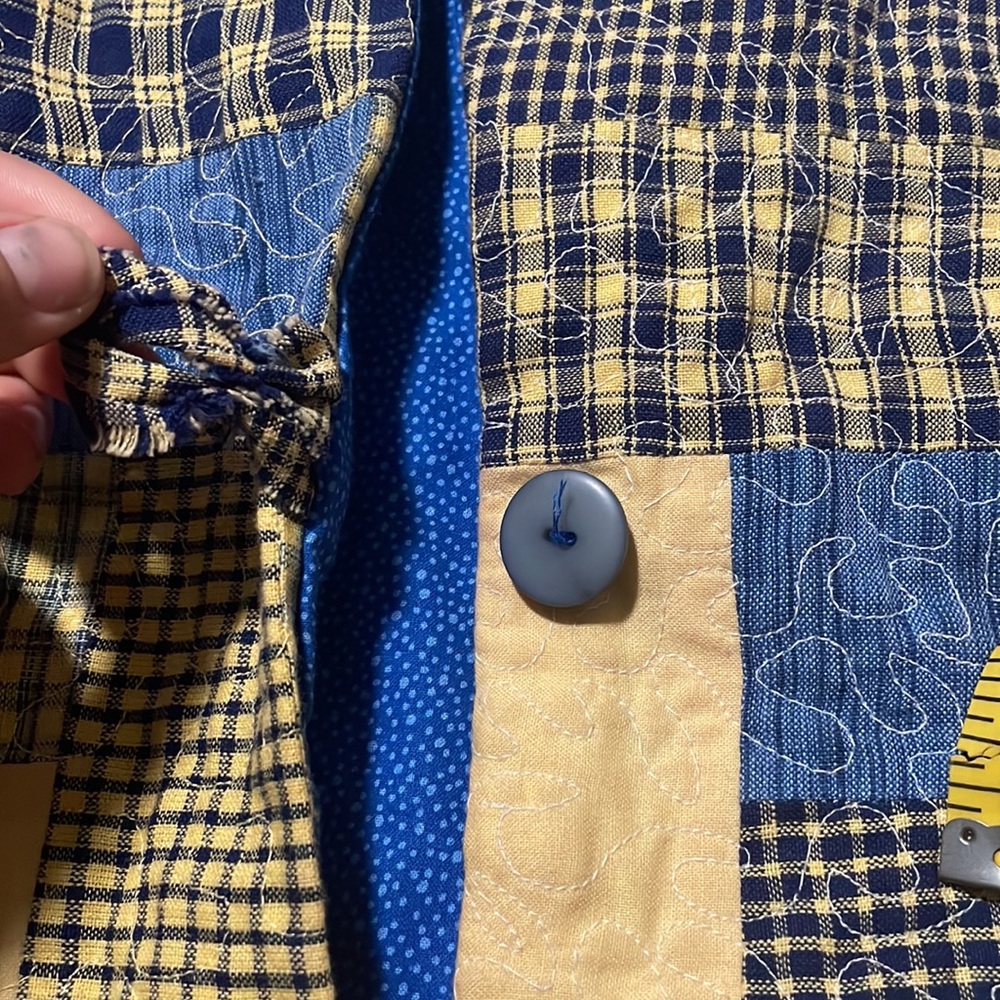 Vtg Homemade Patchwork Quilted Button Jacket Large - image 5